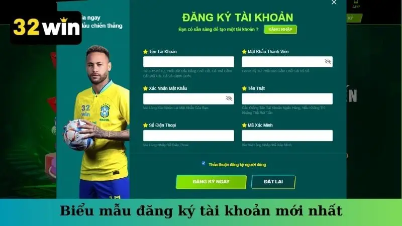 Biểu mẫu đăng ký tài khoản mới nhất