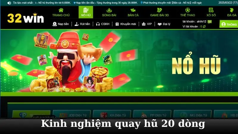kinh nghiệm quay hũ 20 dòng