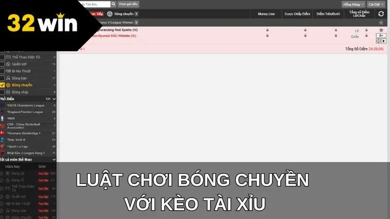 Luật chơi bóng chuyền với kèo tài xỉu