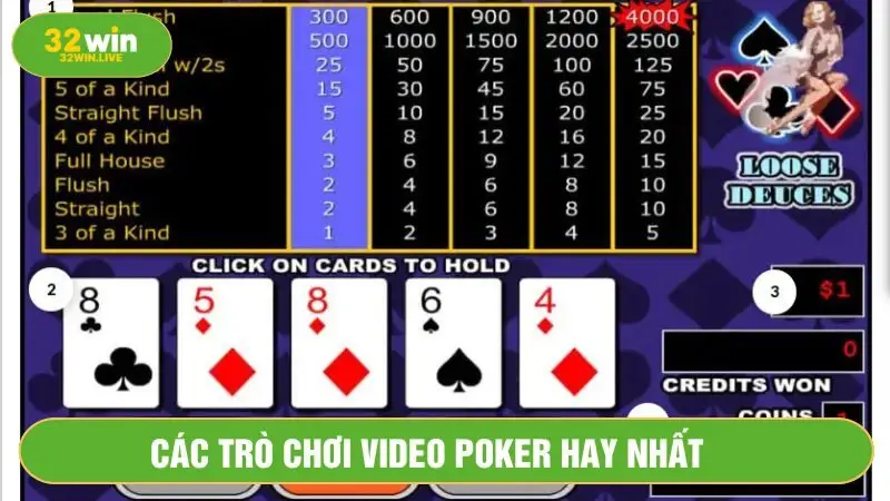 Video Poker dùng lá bài Joker để quyết định thắng thua 