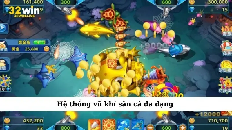 Hệ thống vũ khí săn cá đa dạng