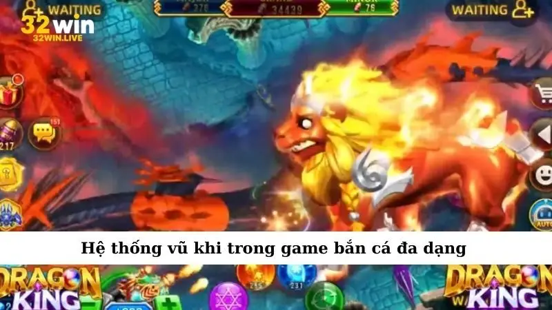 Hệ thống vũ khi trong game bắn cá đa dạng